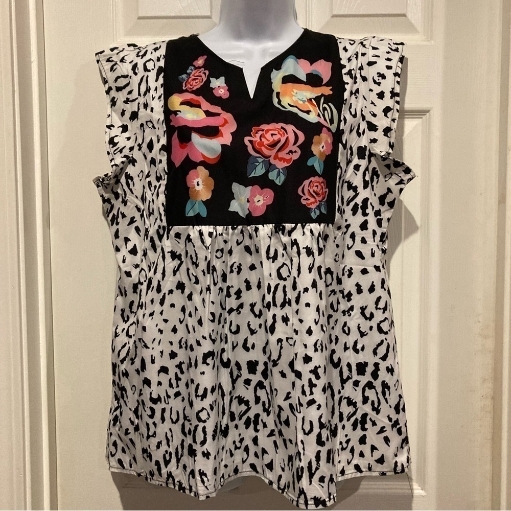 Ladies Animal Print Floral Silky Blouse